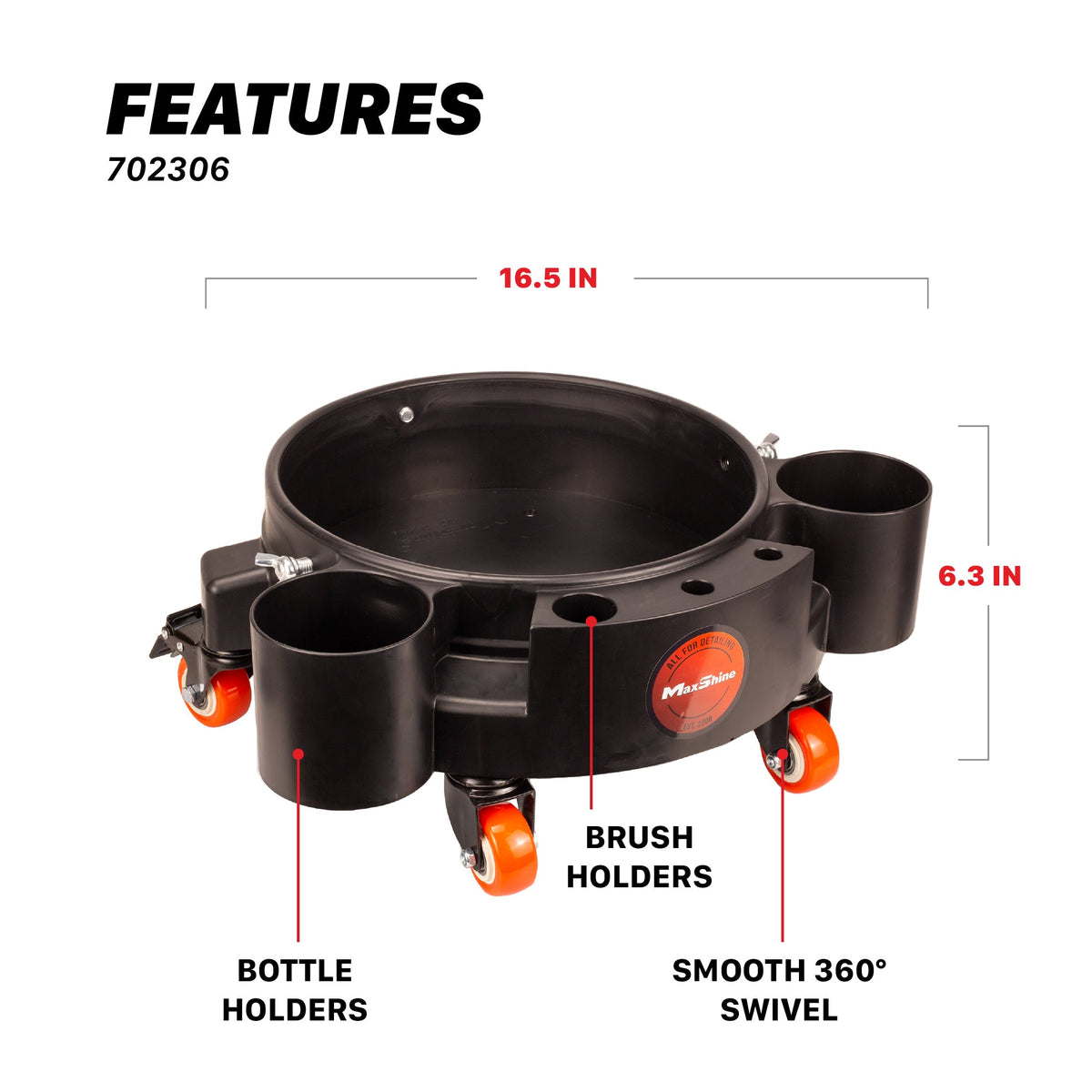 Maxshine Rolling Bucket Dolly — product color view