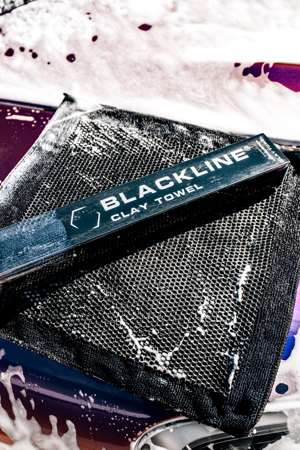 BLACKLINE SYNTHETIC CLAY TOWEL — in-use lifestyle photo