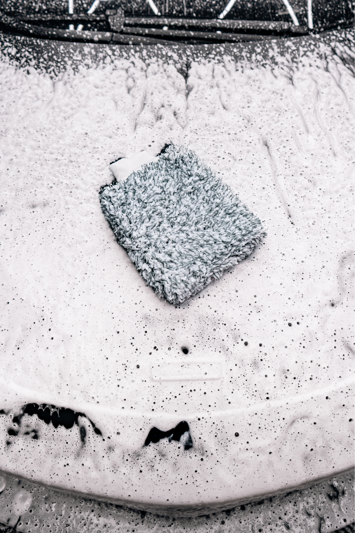 BLACKLINE MICROFIBER WASH MITT — in-use lifestyle photo