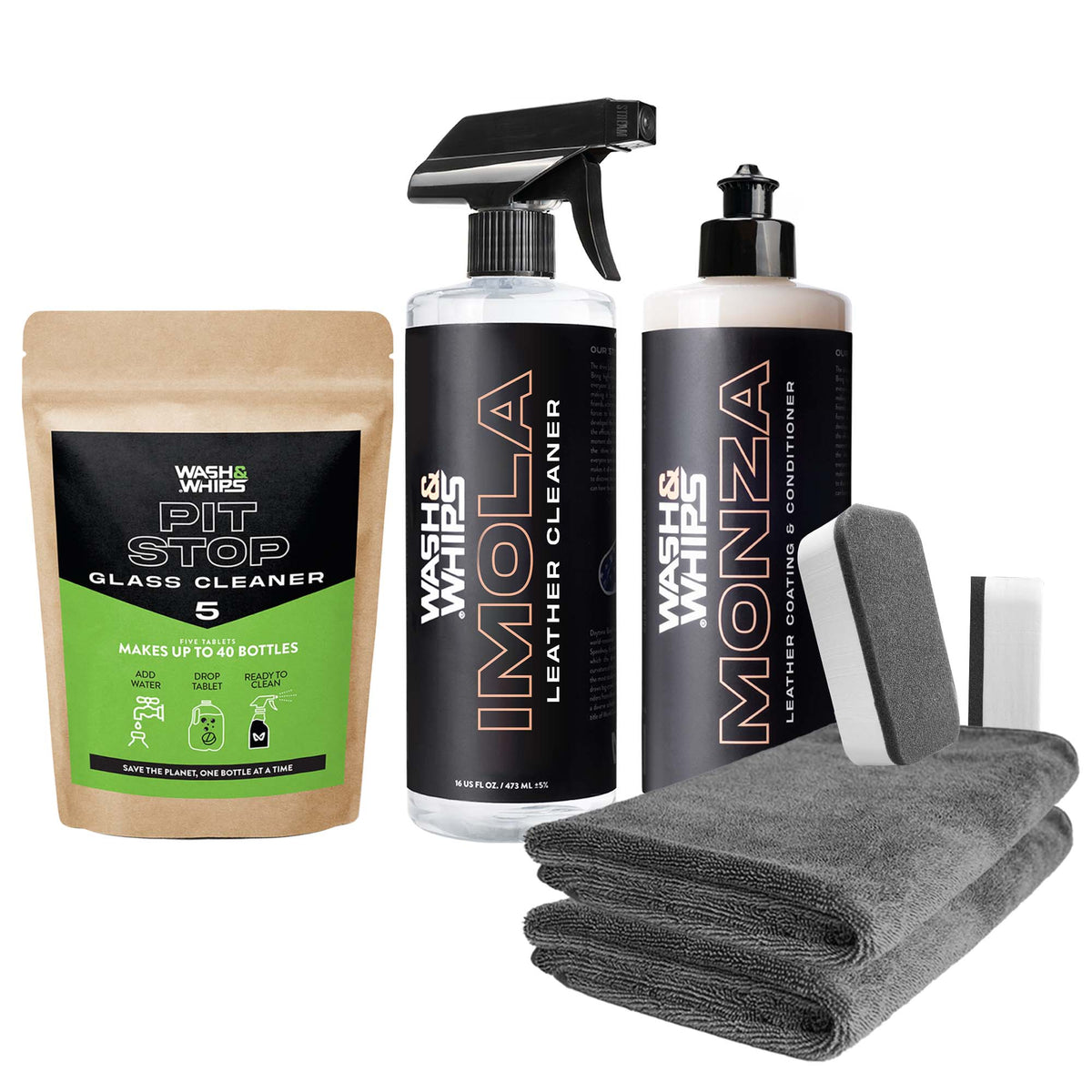 WASH&WHIPS Leather Care Kit — kit contents