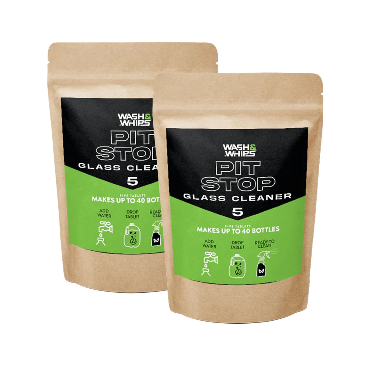 WASH&WHIPS Pit Stop Glass Cleaner / All Surface Cleaner Refill Tablets (Makes 5 Gallons) — additional product photo